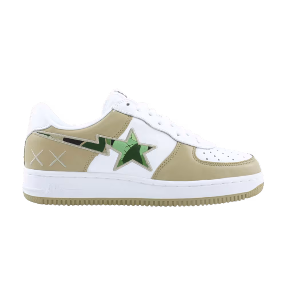 Kaws x Bapesta FS-001 Low Beige White Camo Green