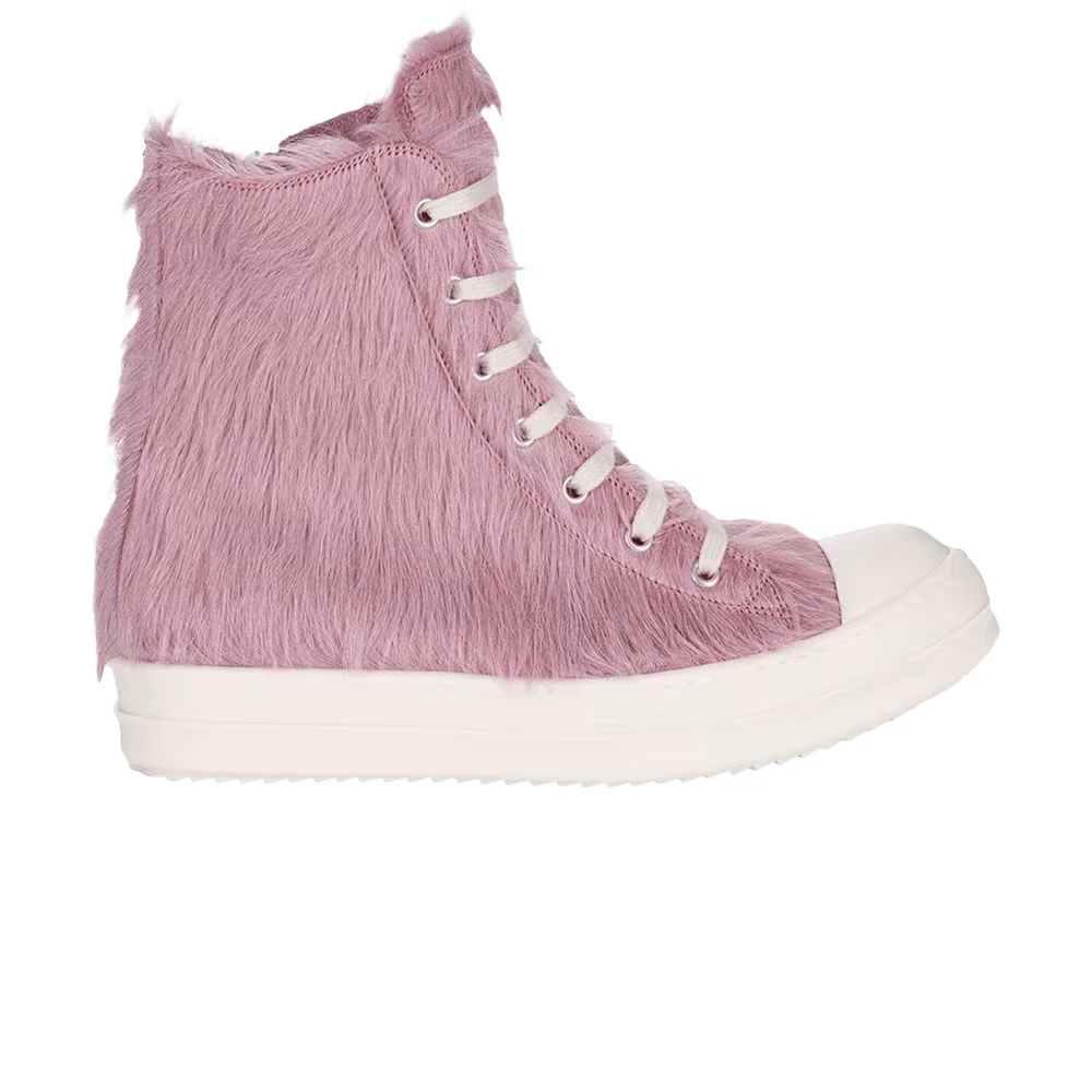 Rick Owens Women's Lido Runway High Sneaker Dusty Pink Cow Fur
