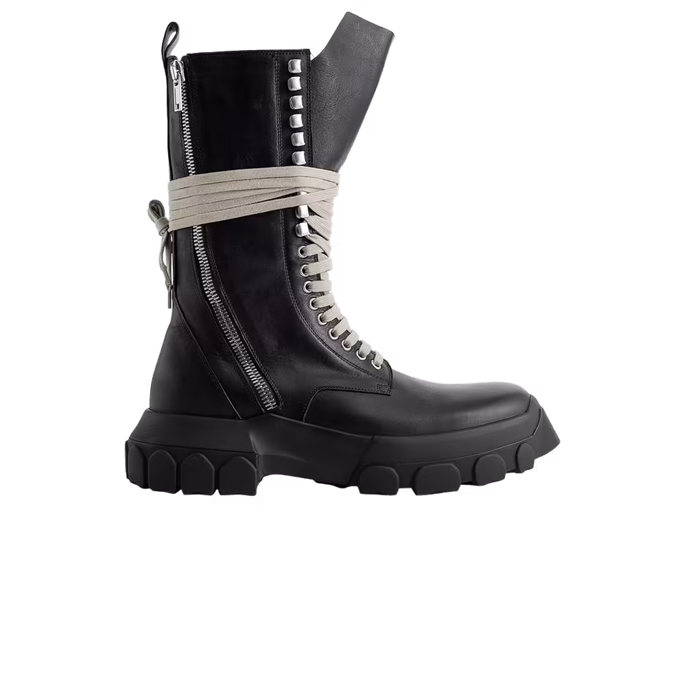 Rick Owens Lido Jumbo Laced Lace-Up Bozo Boot Black