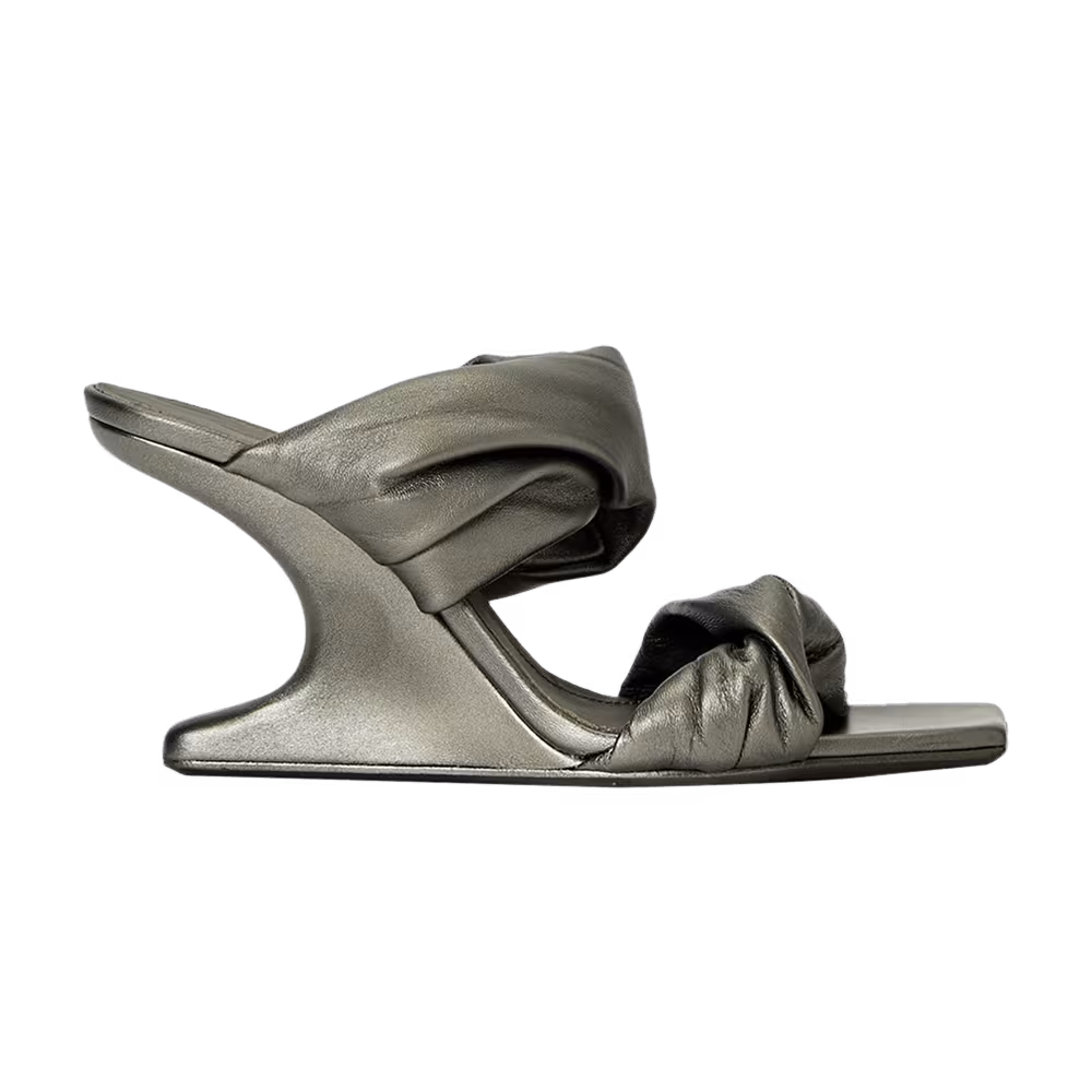 Rick Owens Women's Cantilever 8 Twisted Leather Sandal Gunmetal