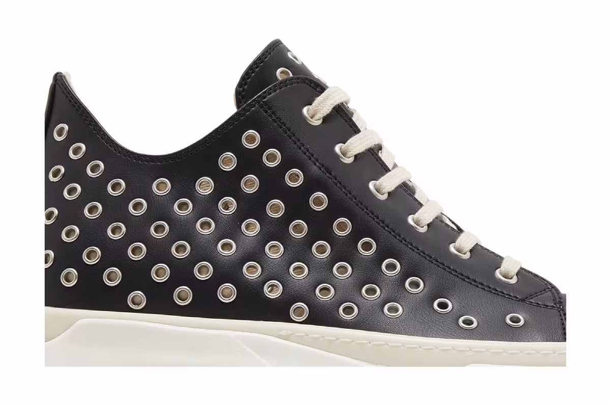 Rick Owens EDFU DRKSHDW Vegan Leather Eyelet Abstract Low Black Milk, view 3