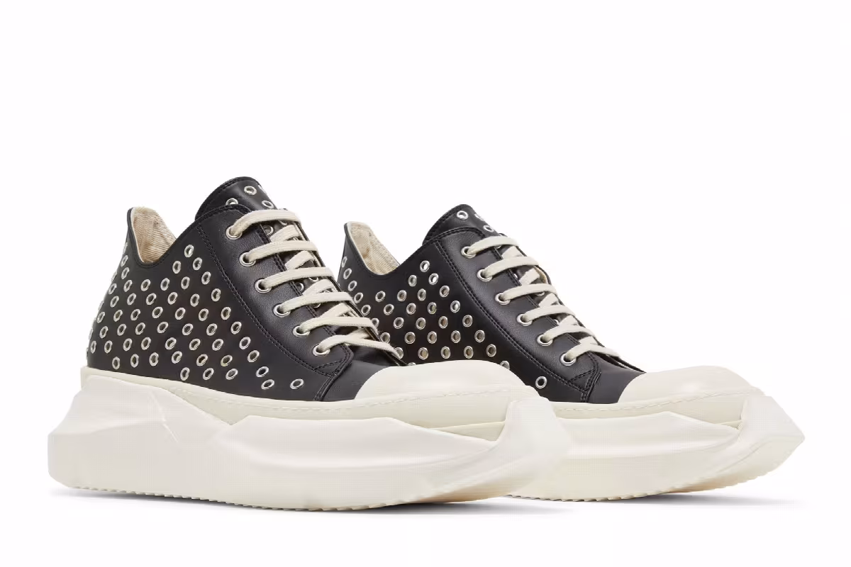 Rick Owens EDFU DRKSHDW Vegan Leather Eyelet Abstract Low Black Milk, view 9