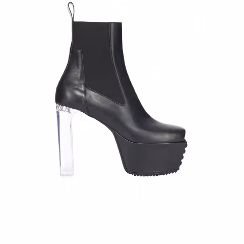 Rick Owens Wmns Luxor Open Toe Minimal Grill Beatle 65 Boot 'Black Clear'