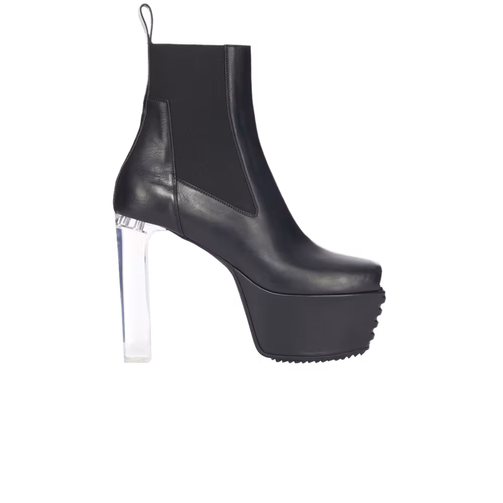 Rick Owens Women's Luxor Open Toe Minimal Grill Beatle 65 Boot Black Clear