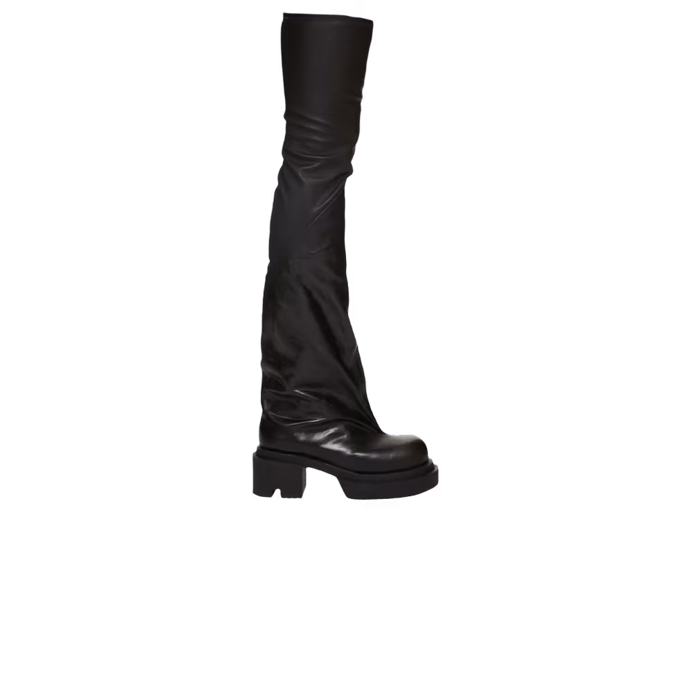 Rick Owens Women's Luxor Flared Bogun Thigh-High Boot Black