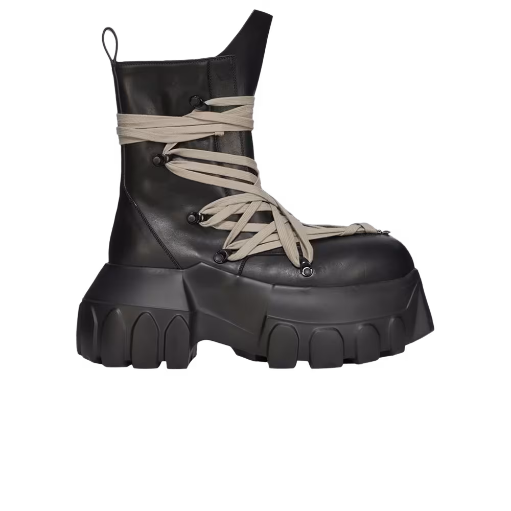 Rick Owens Hollywood Megalace Mega Tractor Boot Black