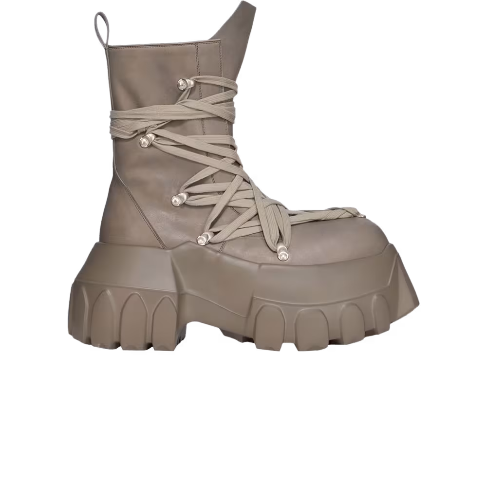 Rick Owens Women's Hollywood Megalace Mega Tractor Boot Dust