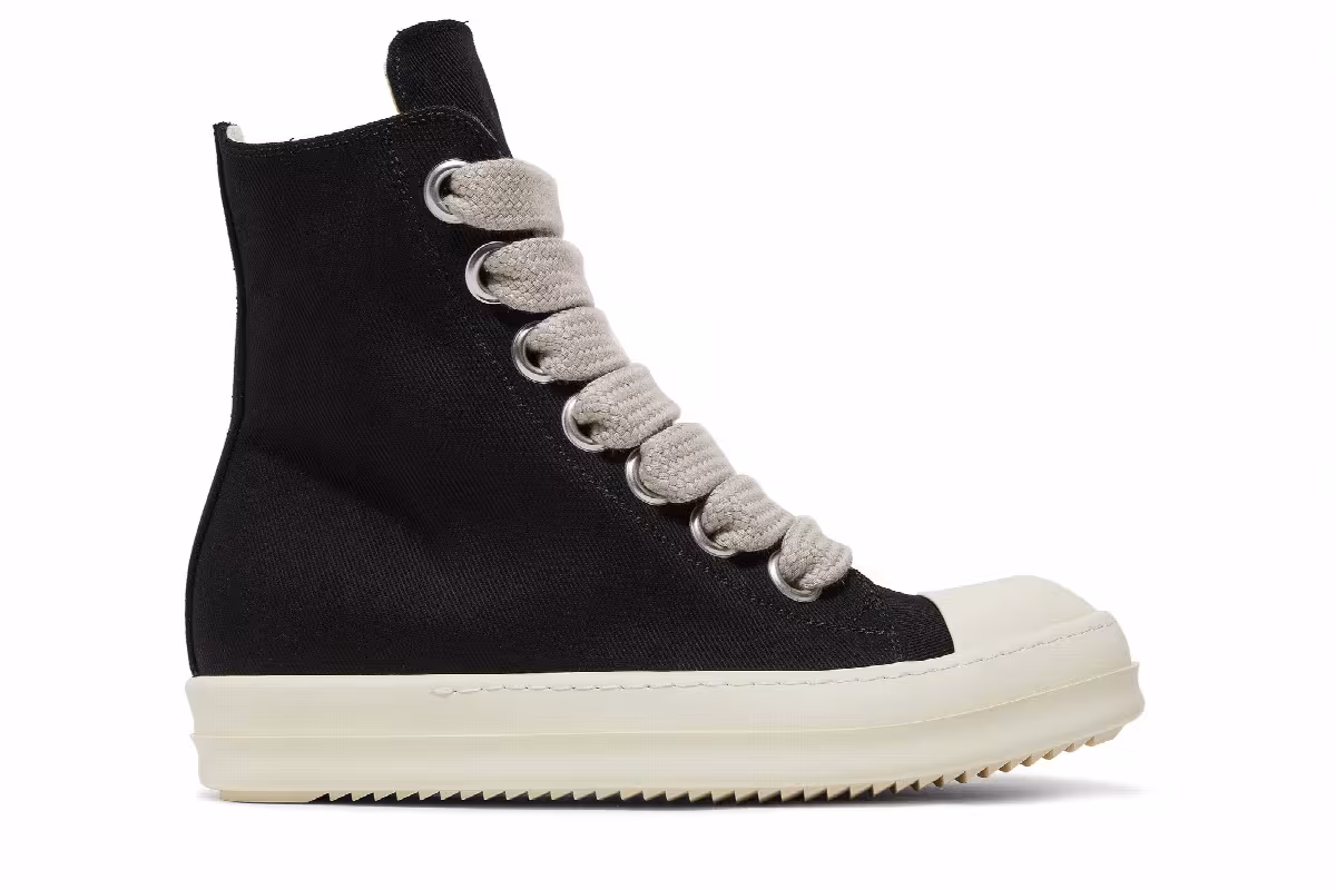 Rick Owens DRKSHDW Fogachine Cotton Denim Megalace High Black Milk, view 2