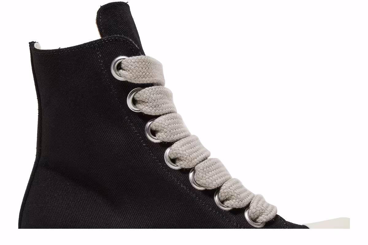 Rick Owens DRKSHDW Fogachine Cotton Denim Megalace High Black Milk, view 3