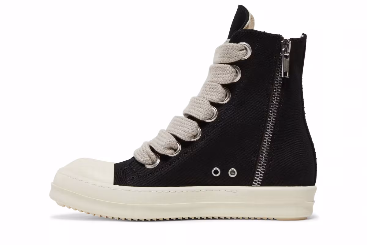 Rick Owens DRKSHDW Fogachine Cotton Denim Megalace High Black Milk, view 4