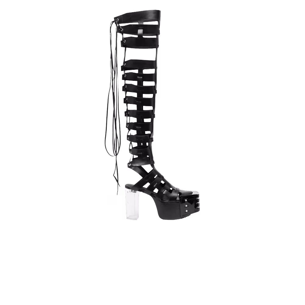 Rick Owens Women's DRKSHDW Gethsemane Thigh High Spartan Kiss Boot Black