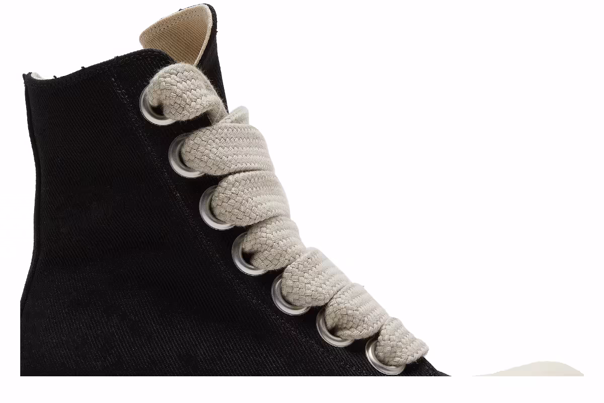 Rick Owens Women's DRKSHDW Fogachine Cotton Denim Megalace High Black Milk, view 3