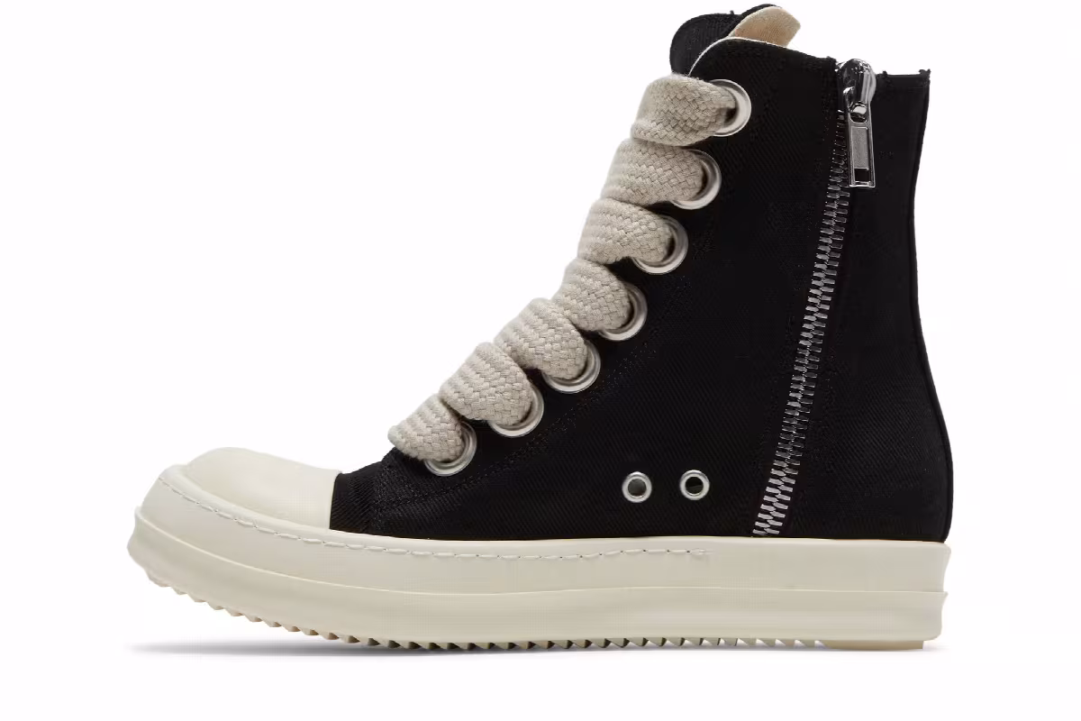 Rick Owens Women's DRKSHDW Fogachine Cotton Denim Megalace High Black Milk, view 4