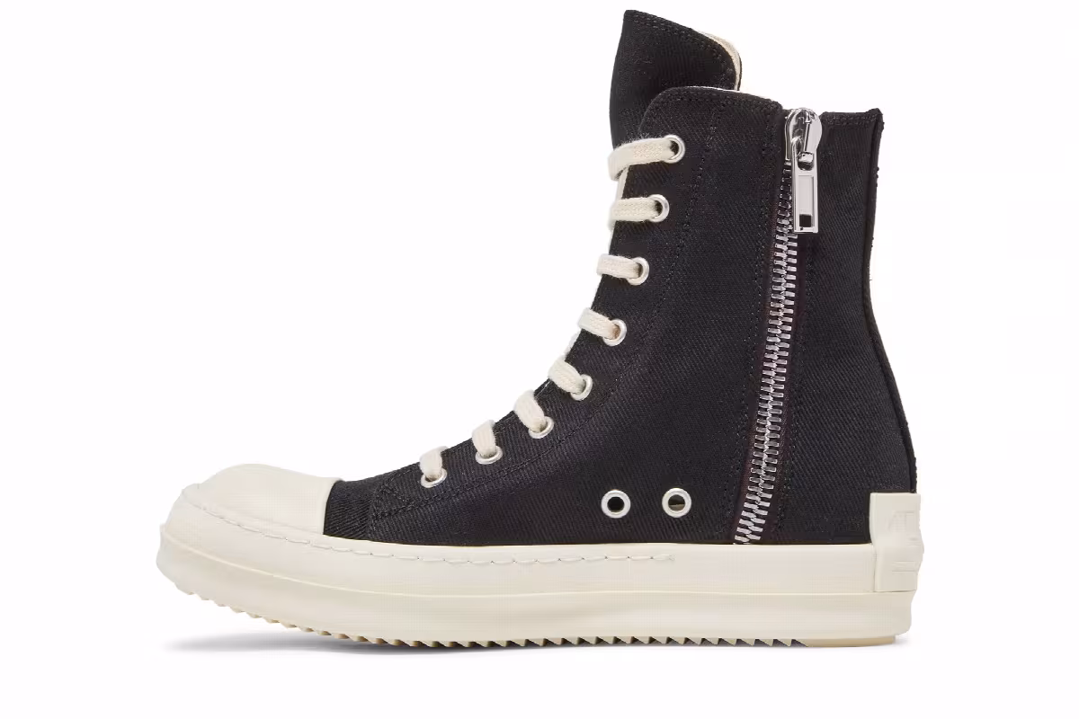 Rick Owens Women's DRKSHDW Fogachine Cotton Denim High Black Milk, view 4
