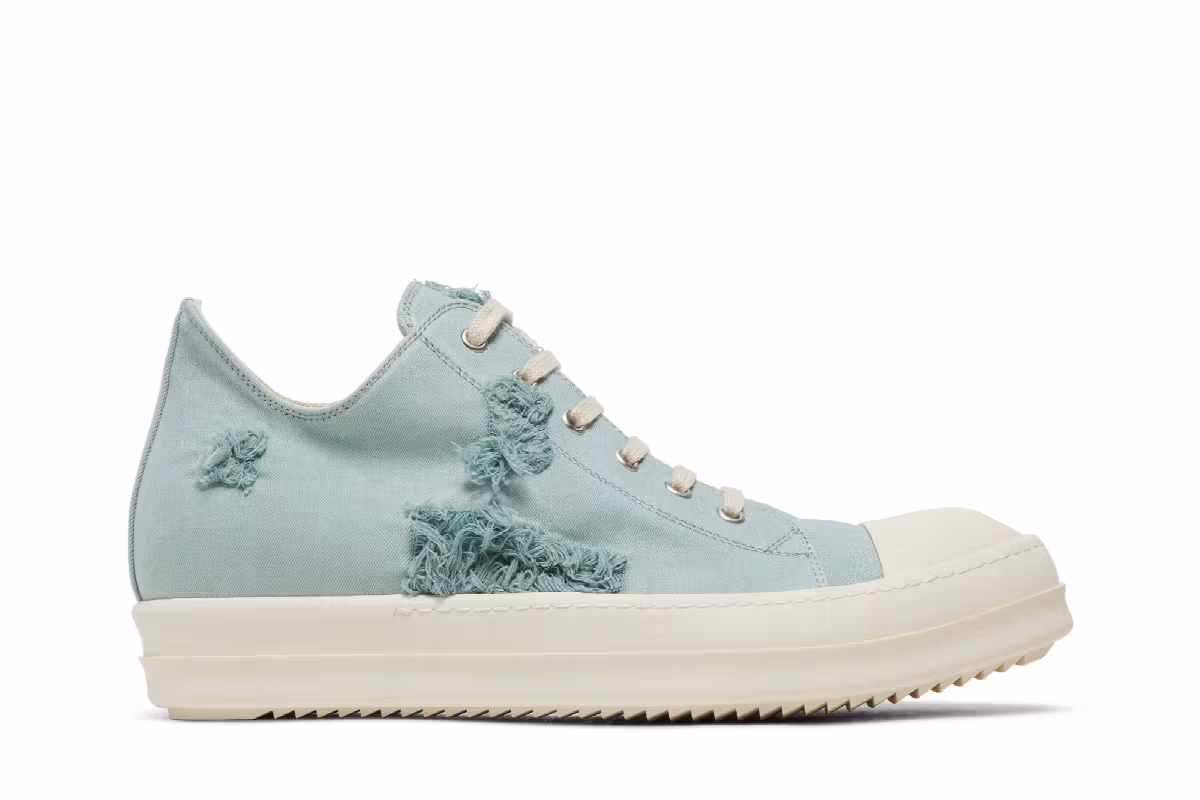 Rick Owens DRKSHDW Strobe Cotton Denim Slashed Low Aqua Milk, view 2