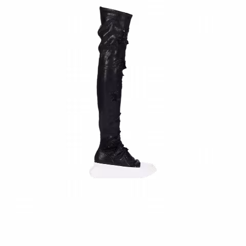 Rick Owens Wmns DRKSHDW Slashed Foil Abstract Stockings 'Black Milk'