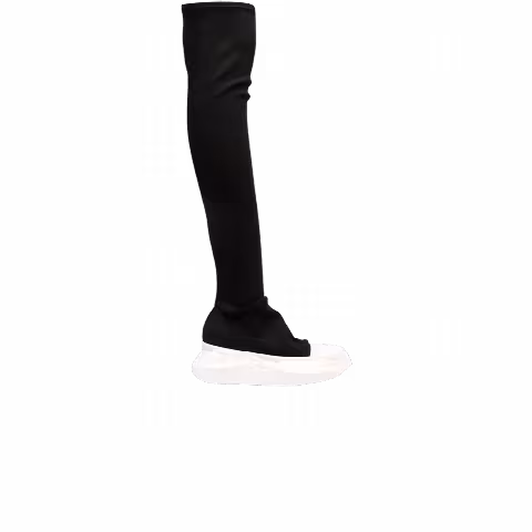 Rick Owens Wmns DRKSHDW Gethsemane Stretch Abstract Stocking Boots 'Black Milk'