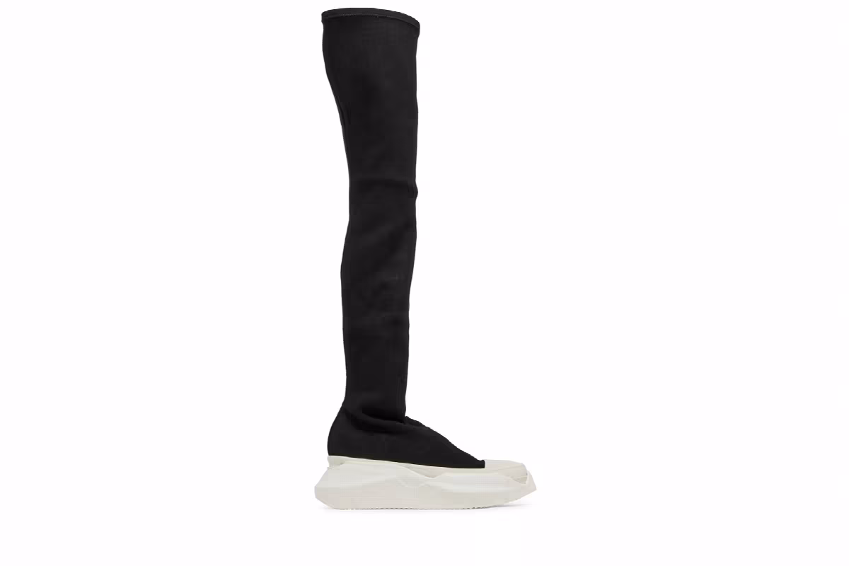 Rick Owens Women's DRKSHDW Gethsemane Stretch Abstract Stocking Boots Black Milk, view 2