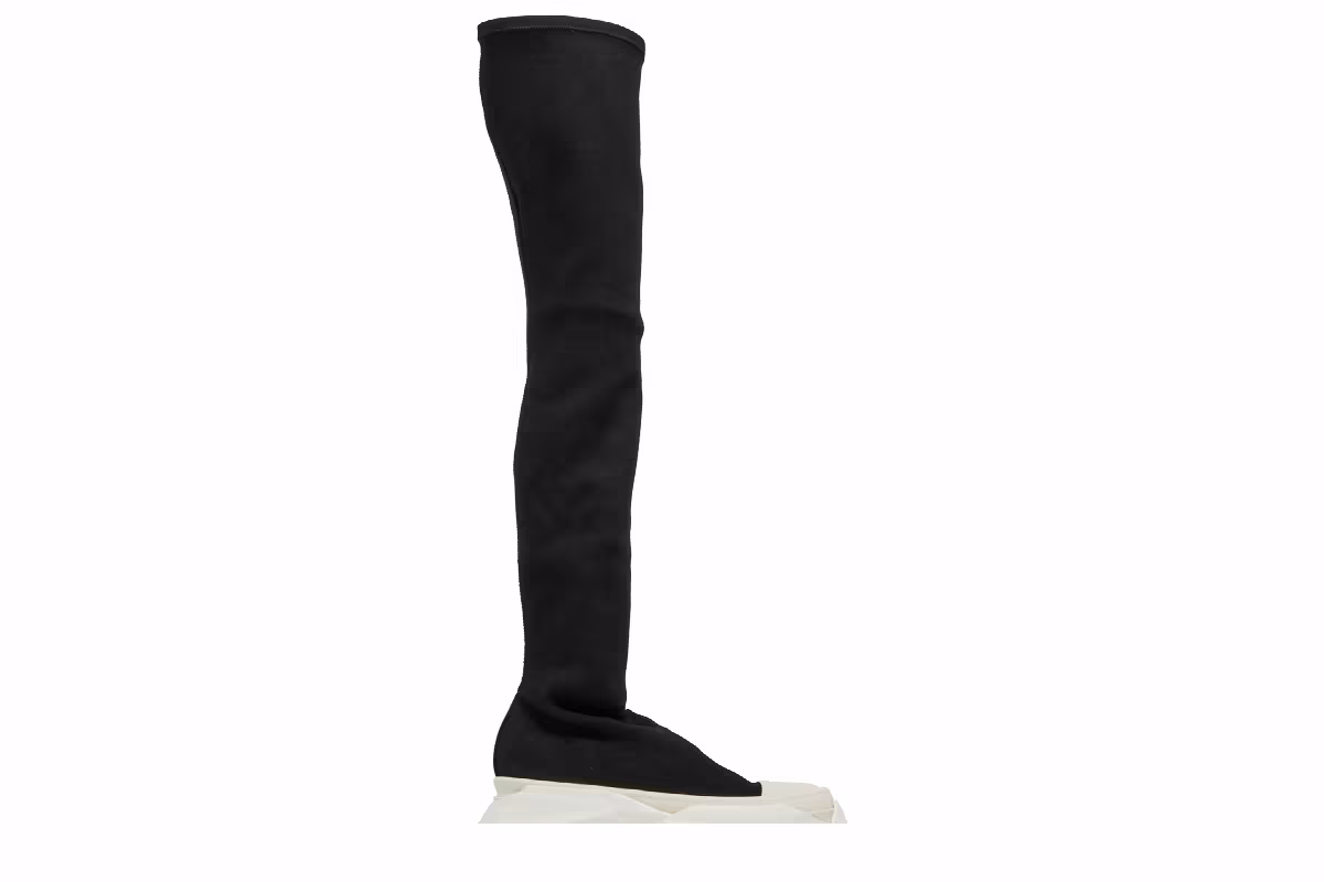 Rick Owens Women's DRKSHDW Gethsemane Stretch Abstract Stocking Boots Black Milk, view 3