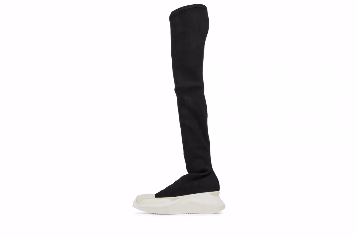 Rick Owens Women's DRKSHDW Gethsemane Stretch Abstract Stocking Boots Black Milk, view 4