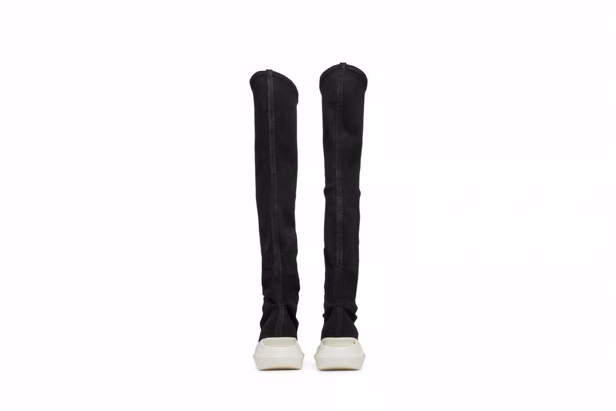 Rick Owens Women's DRKSHDW Gethsemane Stretch Abstract Stocking Boots Black Milk, view 7