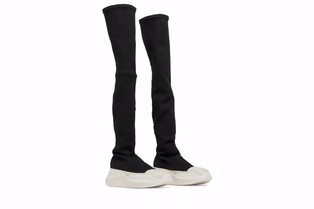 Rick Owens Women's DRKSHDW Gethsemane Stretch Abstract Stocking Boots Black Milk, view 9