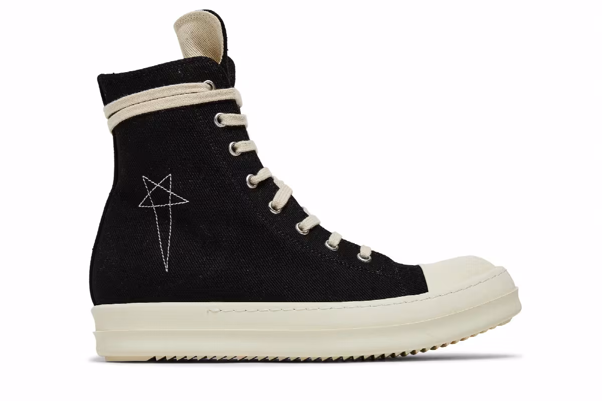 Rick Owens Women's DRKSHDW Fogachine Pentagram Embroidery High Black Milk, view 2