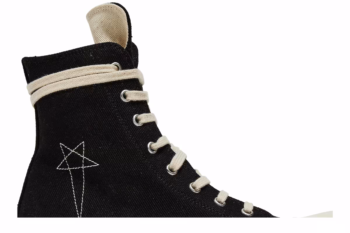 Rick Owens Women's DRKSHDW Fogachine Pentagram Embroidery High Black Milk, view 3