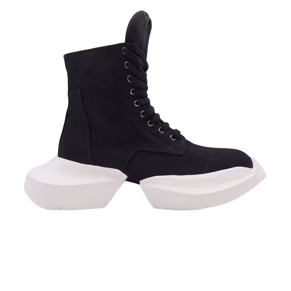 Rick Owens DRKSHDW Fogachine Cotton Denim Army Boots Black Milk