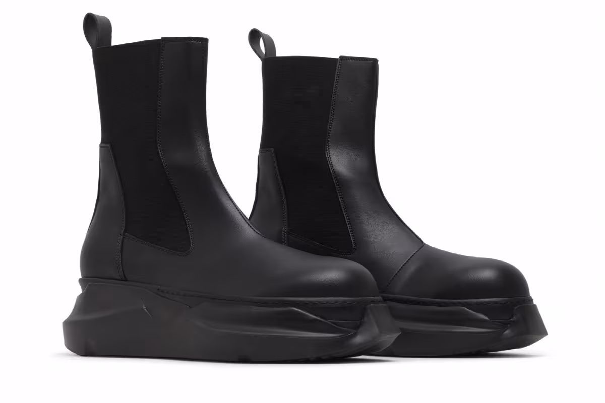 Rick Owens DRKSHDW Strobe Fabrics Beatle Abstract Boots Black, view 9