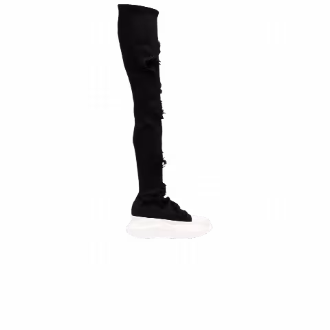 Rick Owens Wmns DRKSHDW Fogachine Slashed Denim Abstract Stockings 'Black Milk'