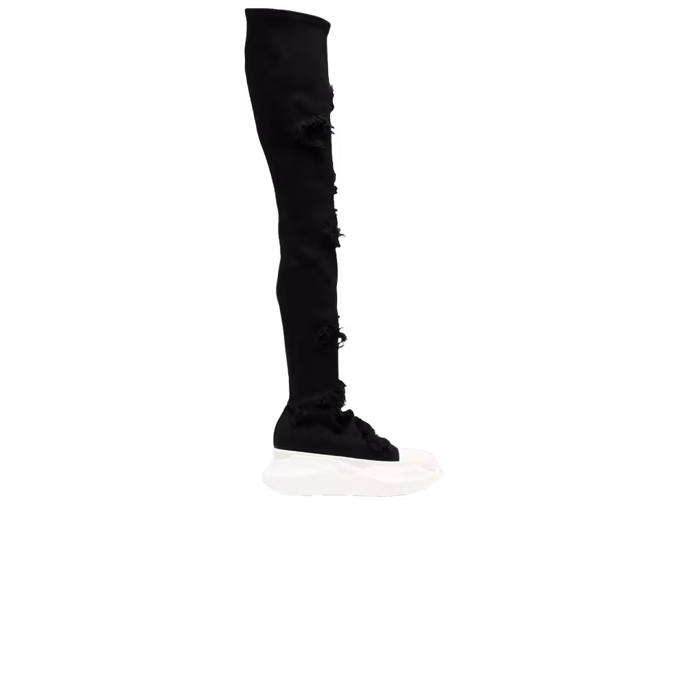 Rick Owens Women's DRKSHDW Fogachine Slashed Denim Abstract Stockings Black Milk