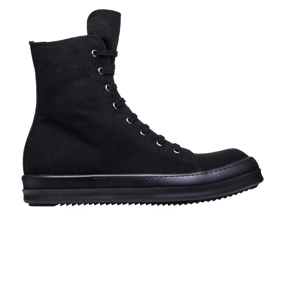 Rick Owens DRKSHDW Ramones Canvas Vegan High Triple Black