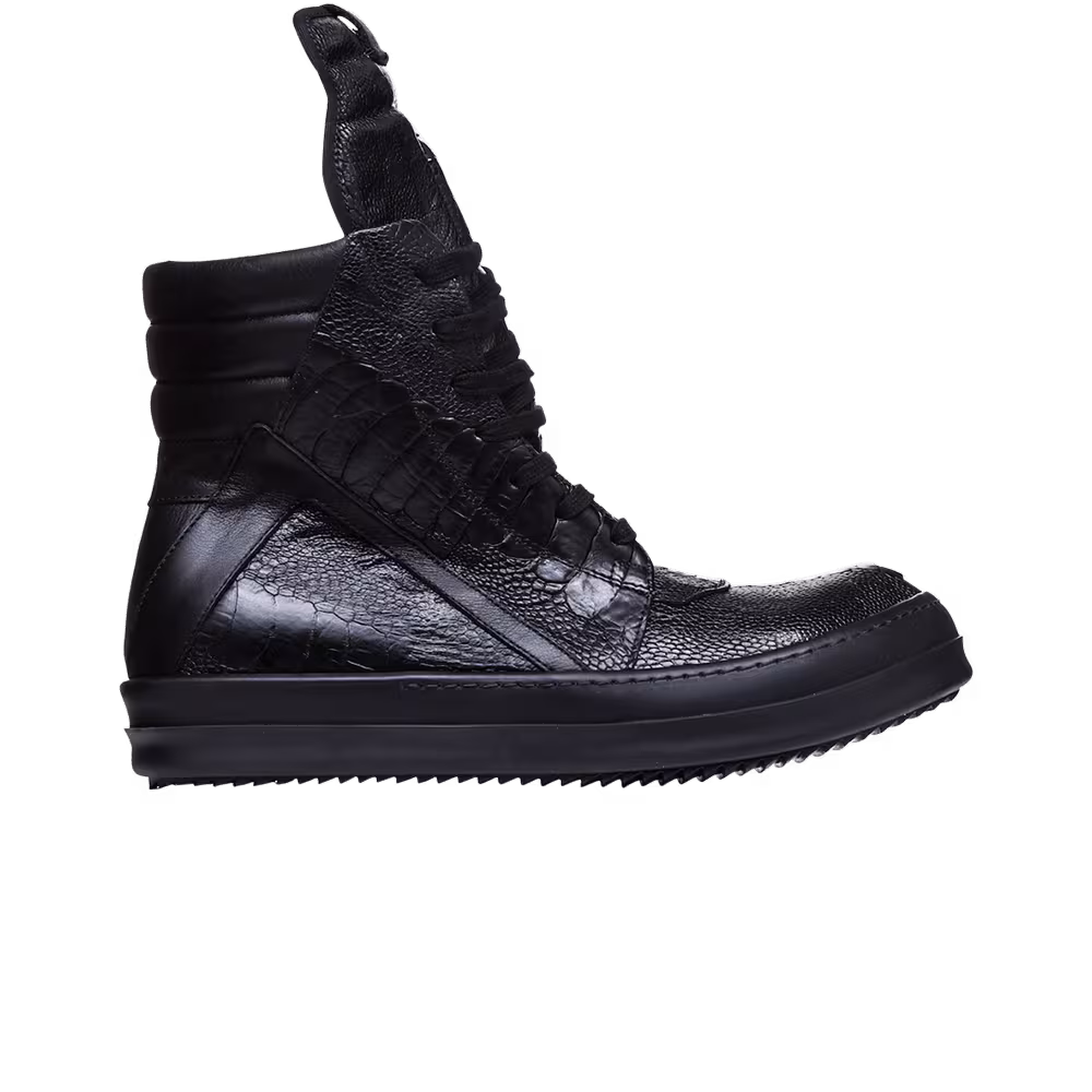 Rick Owens FW Glitter Geobasket Black Ostrich