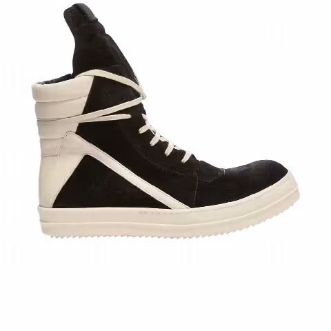 Rick Owens Strobe Suede Geobasket High 'Black White'