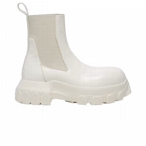 Rick Owens Stivali In Pelle Beatle Bozo Tractor 'Milk'