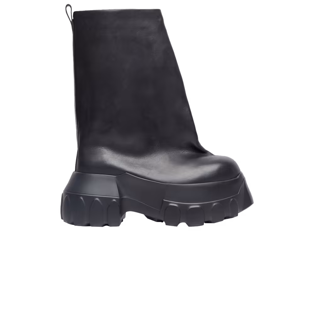 Rick Owens Knee High Oblique Mega Tractor Boot Black