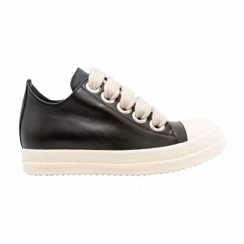 Rick Owens Strobe Leather Megalace Low 'Black Milk'