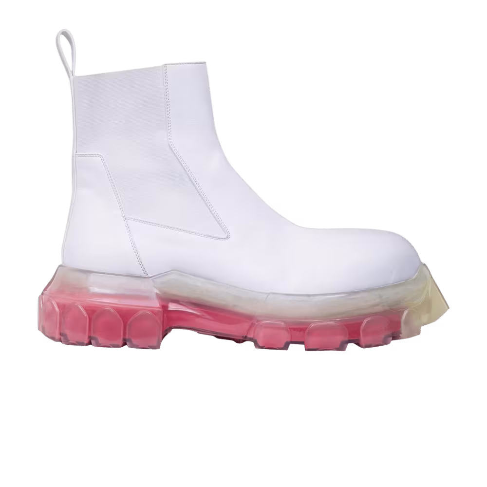 Rick Owens Mega Bozo Tractor Beetle Chalk White Red Clear Sole