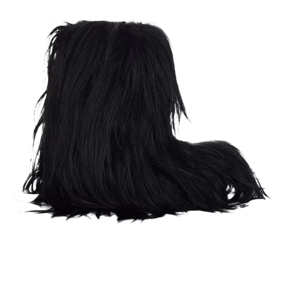 Rick Owens Porterville Mega Bumper Lunar Black Milk Goat Fur