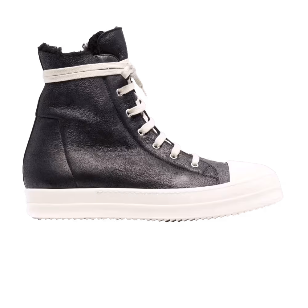 Rick Owens Shearling High Black Milk