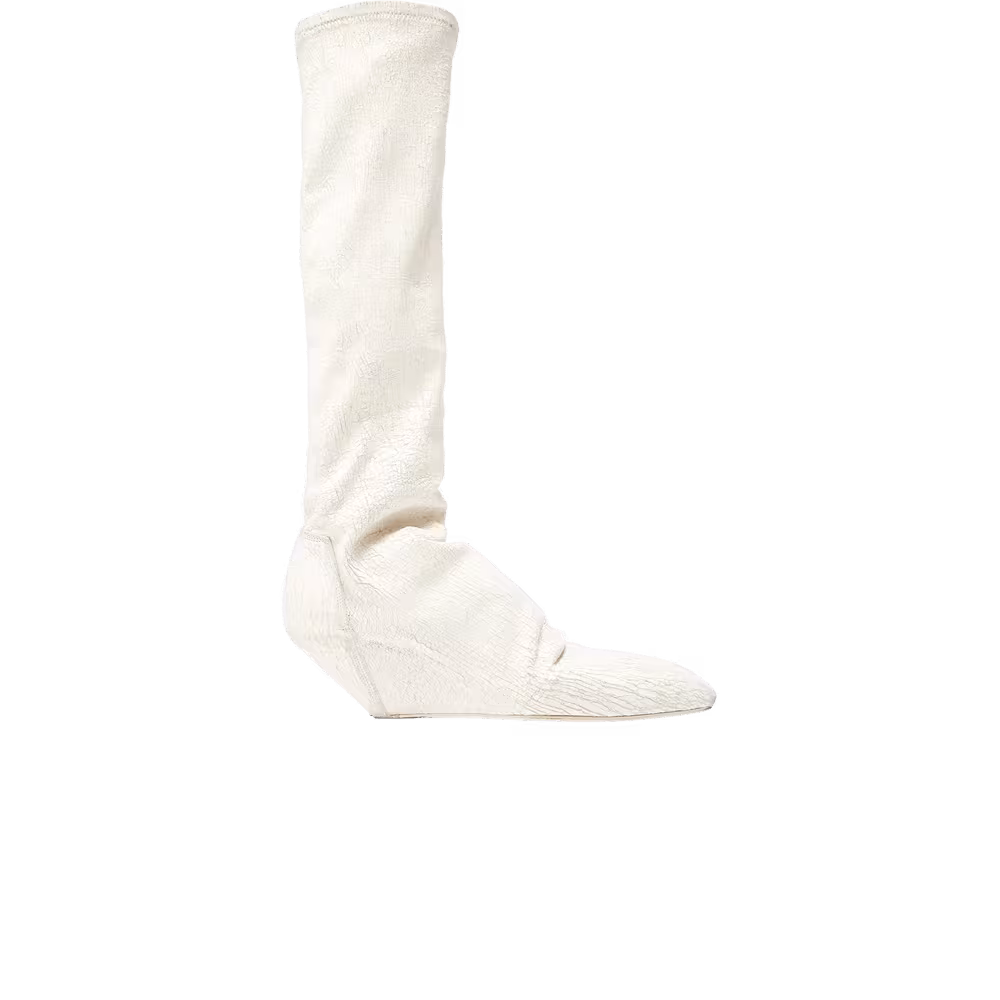 Rick Owens Women's Stretch Boot Metallic Crackled - Platinum
