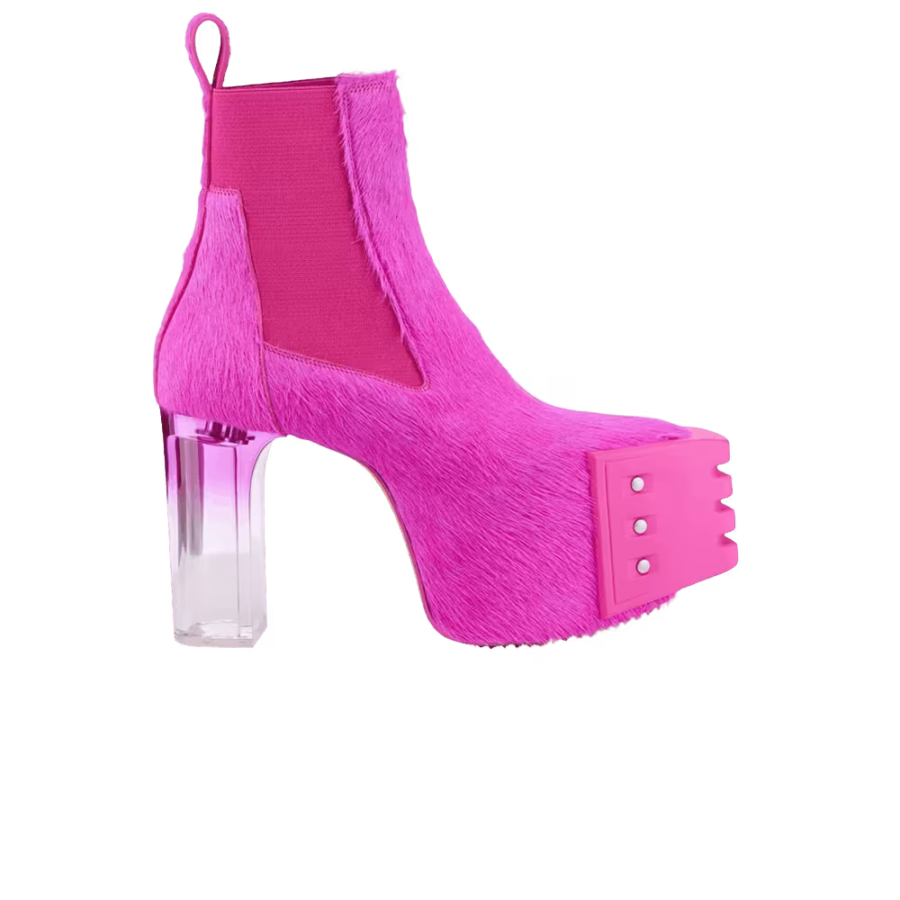 Rick Owens Women's Grilled Platform Boot Hot Pink Fuchsia Clear