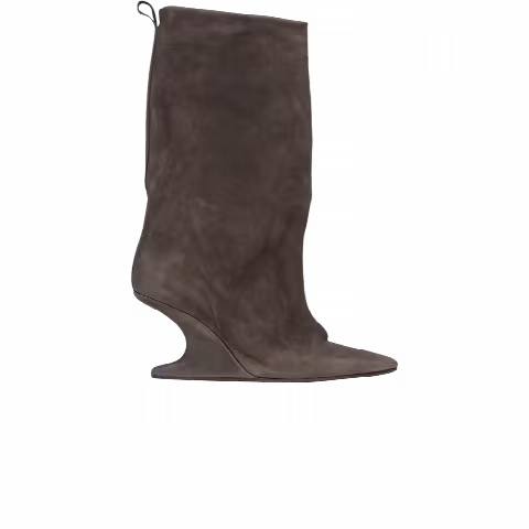 Rick Owens Wmns Cantilever Suede Peep Toe Boots 'Dark Dust'