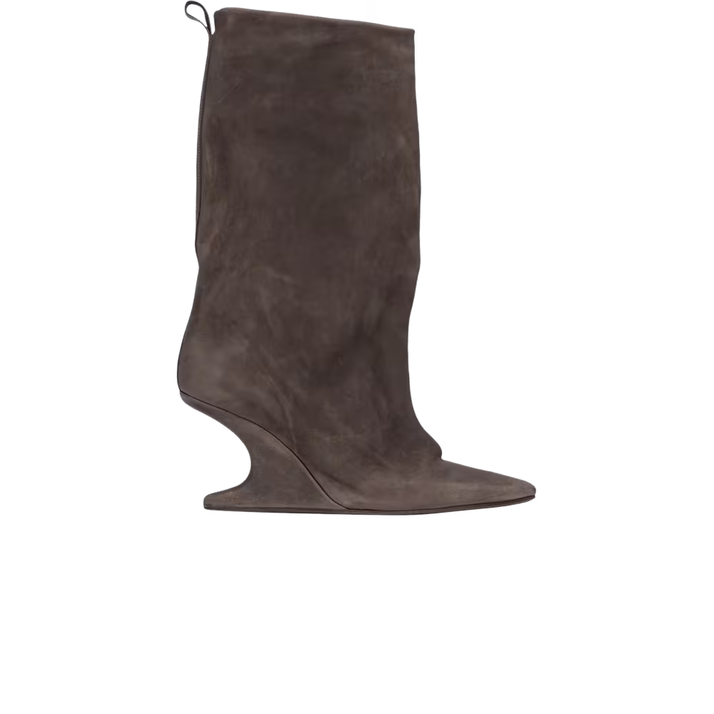 Rick Owens Women's Cantilever Suede Peep Toe Boots Dark Dust