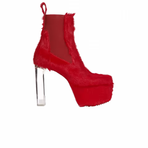 Rick Owens Wmns Minimal Grill Beatle Platform Boot 'Cardinal Red Clear'