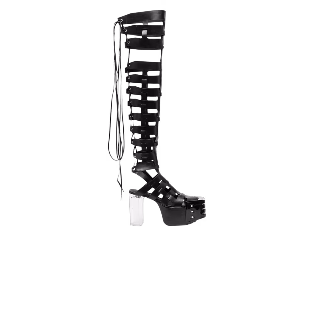 Rick Owens Women's Spartan Kiss Lace-Up Thigh-High Boot Black
