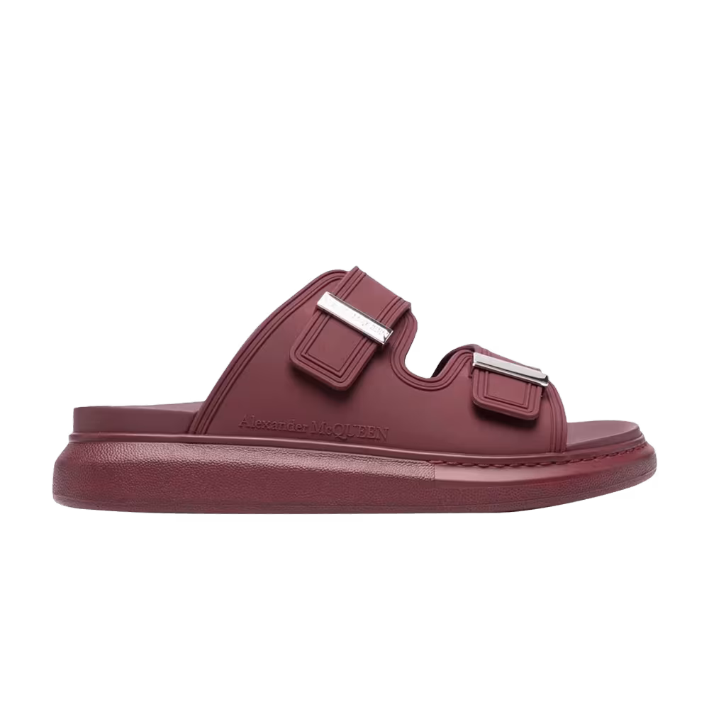 Alexander McQueen Hybrid Double Buckle Sandal Burgundy