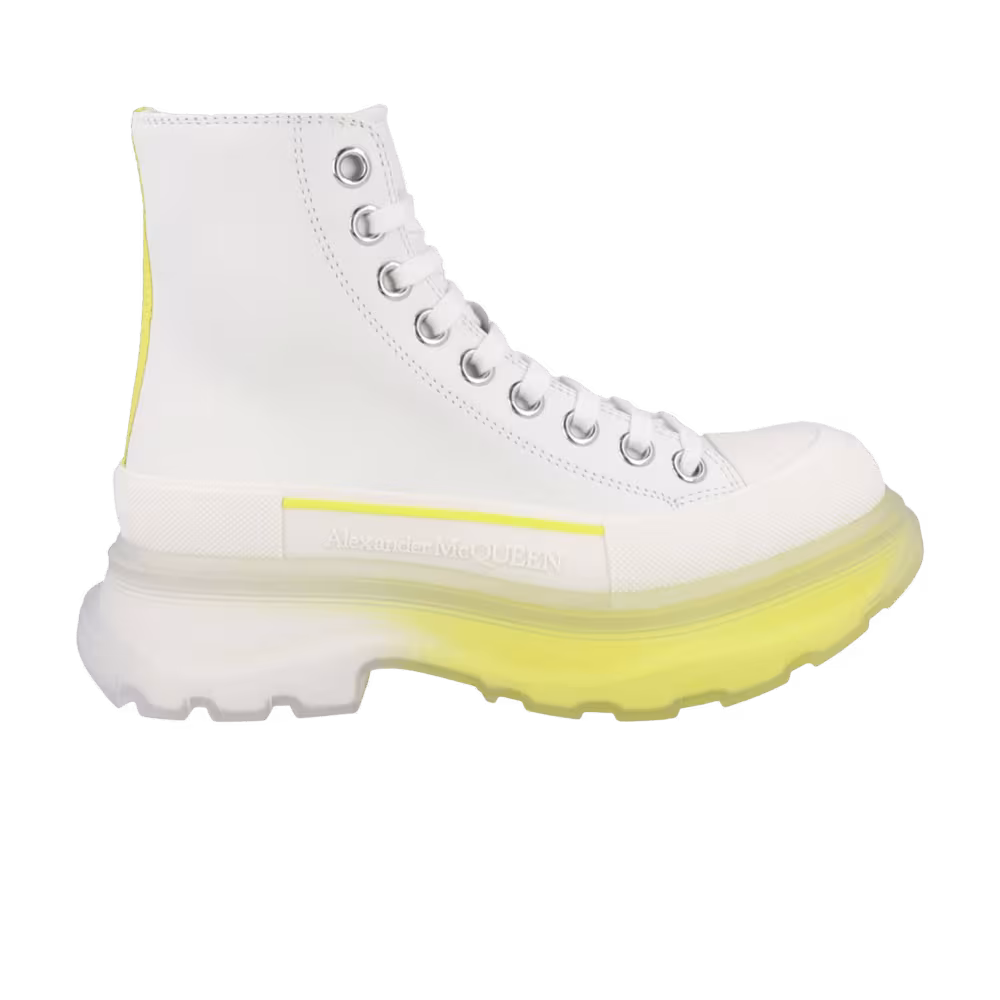 Alexander McQueen Women's Tread Slick Boot White Lichen Yellow Gradient
