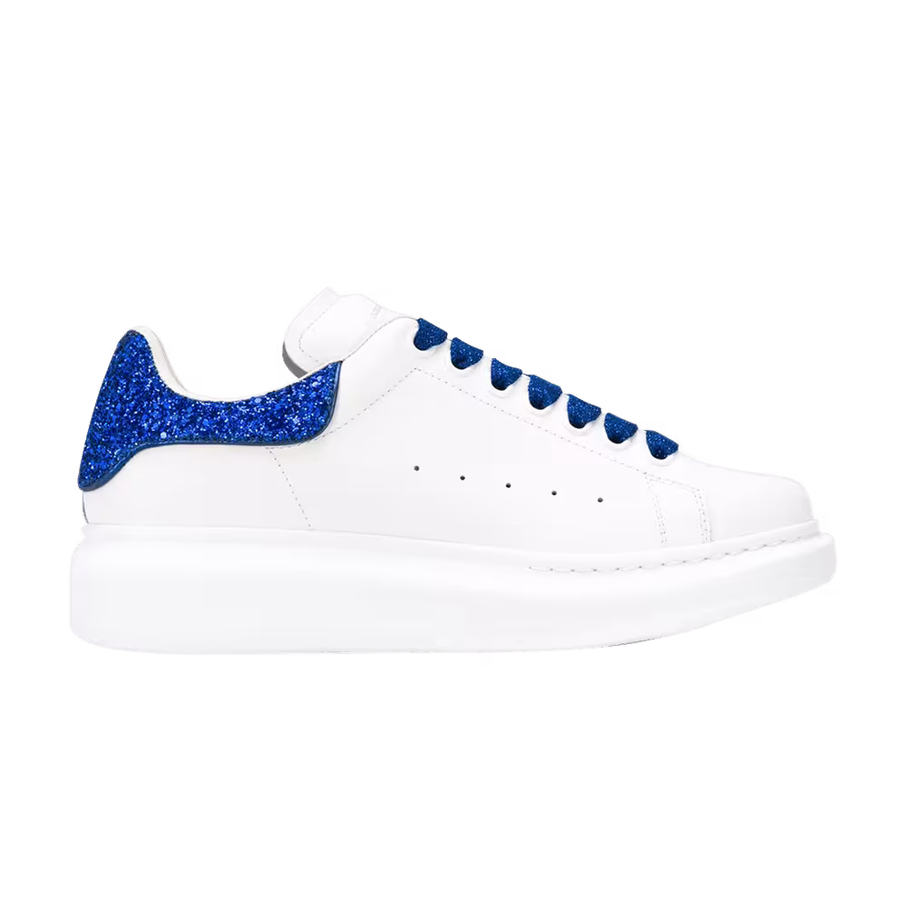 Alexander McQueen Women's Oversized Sneaker White Blue Crystal Glitter